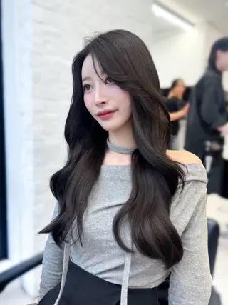 ロング カラー 韓国ヘア♡ 顔まわりカットayaのヘアスタイル