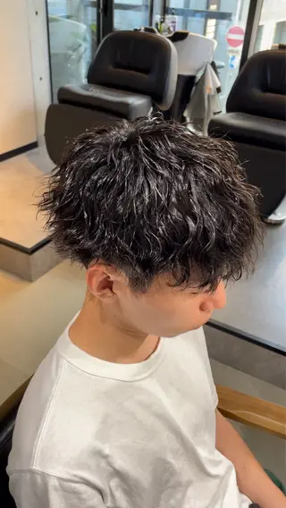 ショート パーマ メンズ 中崎町メンズパーマ/ シャドウ/山下拓実のヘアスタイル