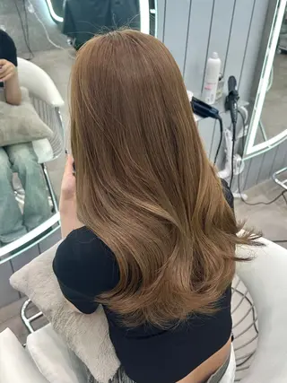 セミロング カラー ヘアアレンジ ブリーチなしW🎀 髪質改善／はのんのヘアスタイル