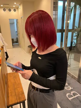 ミディアム カラー 抜きっぱなしブロンド /ハイトーン/カナタのヘアスタイル