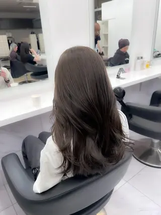 ロング カラー パーマ ヘアアレンジ メンズ キッズ ブリーチなしカラー/ ブラウン/レイヤーのヘアスタイル