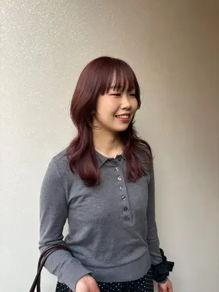 セミロング カラー 艶髪縮毛矯正/レ イヤー/atsumiのヘアスタイル