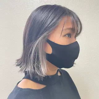 ミディアム カラー パーマ ヘアアレンジ メンズ キッズ ネイル マツエク・マツパ 切りっぱなしヘアボブ ミディアムヘアRYOのヘアスタイル