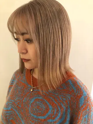 カラー ブリーチカラー🎀 韓国風/寺門美優のヘアスタイル