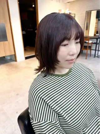 ミディアム カラー パーマ ヘアアレンジ メンズ キッズ レイヤーカット／顔周 りカット/縮毛矯正のヘアスタイル