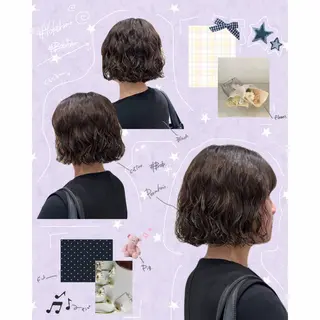ミディアム パーマ 横浜パーマ🌐メンズ 暖色カラーもえかのヘアスタイル