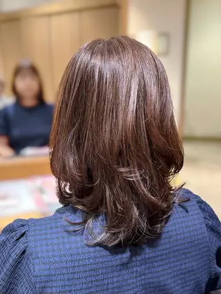 ミディアム 韓国風ﾊﾟｰﾏ❁﻿ fu-ka❁艶ｶﾗｰのヘアスタイル