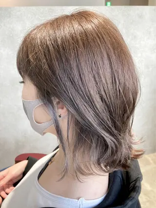 ミディアム カラー 髪質改善✨透明感カラ ー🌈シエルブルーのヘアスタイル