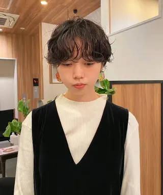 ショート カラー パーマ 🍃服部 雅哉🍃銀座◎のヘアスタイル
