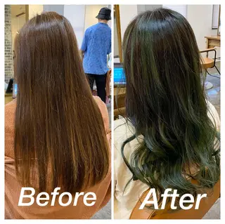 セミロング カラー 髪質改善推し 巽のヘアスタイル