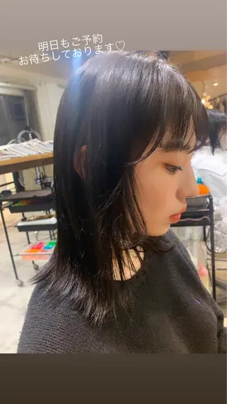 セミロング カラー パーマ美容師 hanaのヘアスタイル