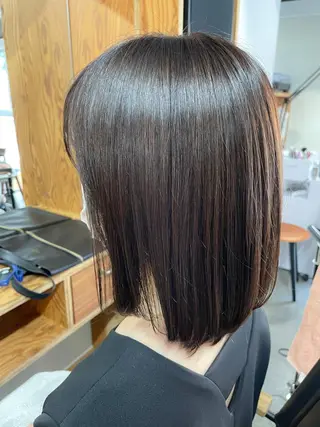 ミディアム カラー パーマ ヘアアレンジ 暖色ボブ 🍊rikakoのヘアスタイル