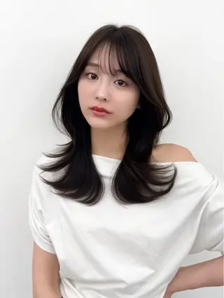 セミロング カラー ヘアアレンジ 顔周り&ミディアム 特化/池袋/kokiのヘアスタイル
