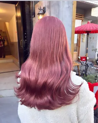 ロング カラー 🌷ラベンダーピンク 顔まわり🌷ねいろのヘアスタイル