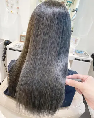 ロング 三箇島陽香/髪質改善 クロスパーマ縮毛矯正のヘアスタイル