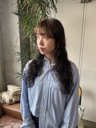 ロング カラー パーマ 森田遥奈/透明感カラ ー/似合わせカットのヘアスタイル