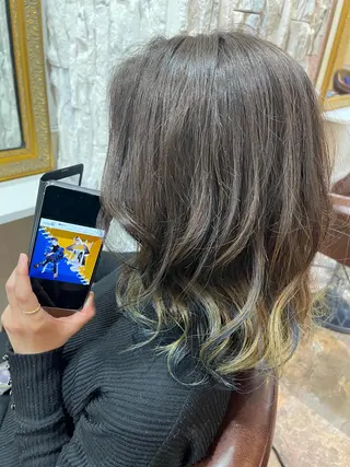 ミディアム カラー 岩谷/ブリーチ 🪽透明感カラーのヘアスタイル