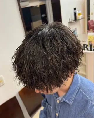 ミディアム メンズ 焼津メンズパーマ特化 大石雄生のヘアスタイル