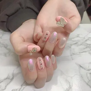ネイル はな💎ネイル ワンホン、長さ出しのネイルデザイン