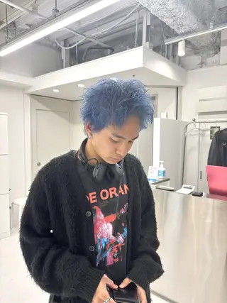 ショート カラー メンズ パーマ&ブリーチ /飯牟田/GEAR.のヘアスタイル