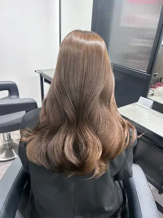ロング カラー パーマ ヘアアレンジ メンズ キッズ ブリーチなしカラー/ ブラウン/レイヤーのヘアスタイル