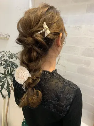 ロング カラー ヘアアレンジ きむえり/髪質改善 /うねり広がり改善のヘアスタイル
