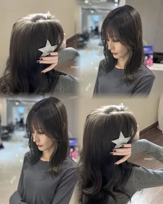 ミディアム カラー 韓国風ハッシュカット 似合わせレイヤー池袋のヘアスタイル