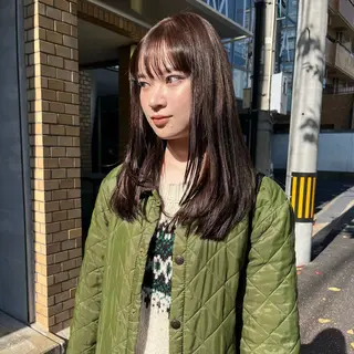 セミロング カラー yuumi/大濠🪷 顔周り/ハイトーンのヘアスタイル