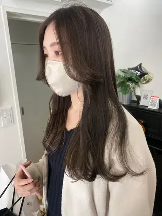 ロング カラー パーマ ヘアアレンジ メンズ キッズ ネイル マツエク・マツパ アイブロウ 韓国風×透明感カラー 髪質改善オタベシンヤのヘアスタイル