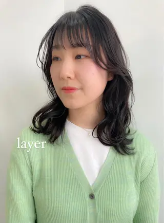 ミディアム カラー パーマ 💖美髪矯正💖 辻未侑のヘアスタイル