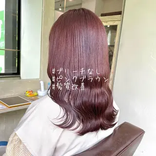 ミディアム カラー ゆさこのか ダブルカラー／縮毛のヘアスタイル