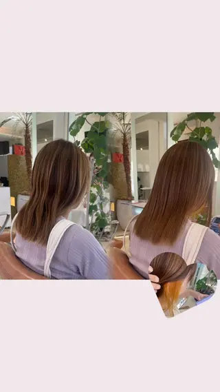 ミディアム カラー 韓国ガーリーヘア🎀 ／𝐦𝐨𝐞のヘアスタイル