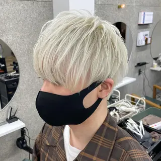 ショート メンズ Lull1人美容室 バレイヤージュのヘアスタイル