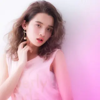 セミロング ロング カラー パーマ 榎本 稔久のヘアスタイル