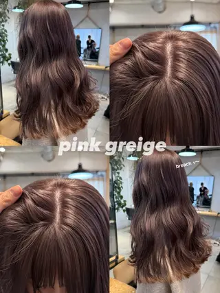 セミロング カラー ミルクティー× グレージュMOMOのヘアスタイル