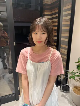 ミディアム パーマ ブリーチ/縮毛矯正 ❤️‍🔥シンノスケのヘアスタイル