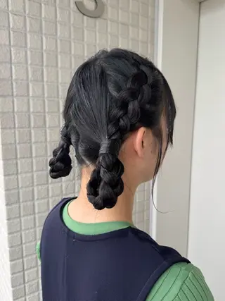 セミロング ヘアアレンジ 縮毛矯正/エクステ /艶カラー/ヘアメのヘアスタイル