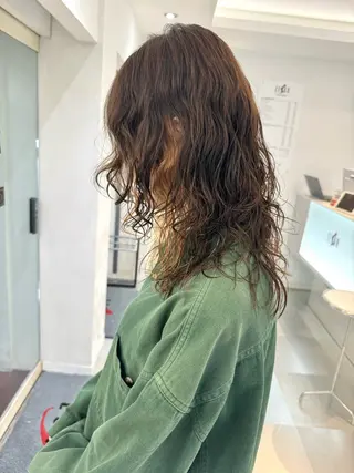 セミロング パーマ デジタルパーマ 🌀ボブ　萩原　龍のヘアスタイル