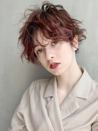 ショート カラー パーマ ヘアアレンジ ITbyALBUM 中野店のヘアスタイル