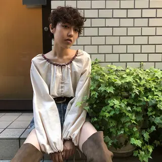 ショート カラー ヘアアレンジ 韓国ヘア┊︎レイヤー ┊︎haruka🌙のヘアスタイル
