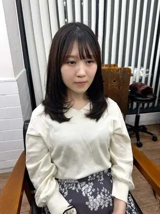 セミロング カラー パーマ ヘアアレンジ メンズ キッズ レイヤーカット 🌿透け感カラーのヘアスタイル