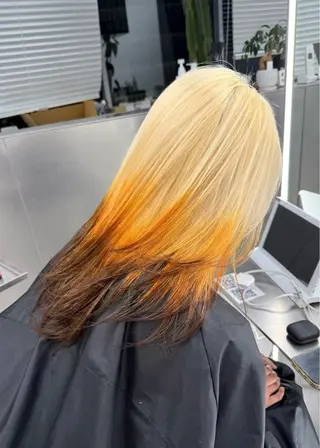 ロング カラー ハイトーンレイヤー 顔まわりSOTAのヘアスタイル