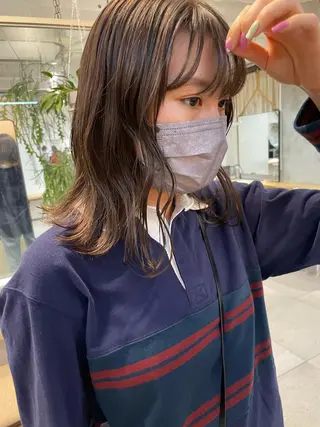 ミディアム カラー ヘアアレンジ 小顔レイヤー×コンパ クトボブ/林隆平のヘアスタイル