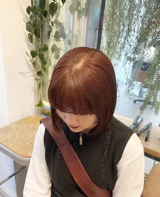 ミディアム カラー オリーブ/縮毛♡ Natsuno🩰のヘアスタイル