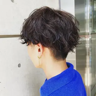 ショート メンズ IKU顔周りレイヤー /ボブ/透明感カラーのヘアスタイル