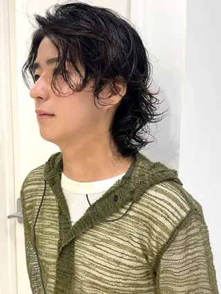 ミディアム パーマ メンズ 畔上 尚也のヘアスタイル