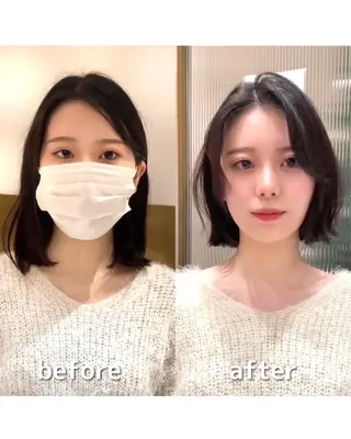 ミディアム カラー パーマ ヘアアレンジ 小野寺瑞希 /最小顔カットのヘアスタイル