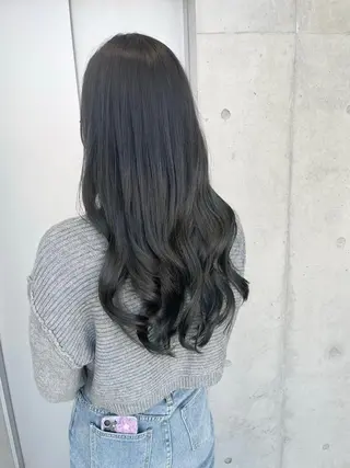 ロング カラー パーマ ヘアアレンジ 透明感/オリーブ/ グレージュ/YUKAのヘアスタイル