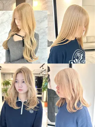 ロング RINA/ハイトーン /レイヤー/髪質改善のヘアスタイル