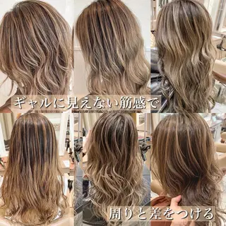 セミロング カラー ヘアアレンジ 白髪ぼかしハイライト 茗荷谷駅徒歩2分のヘアスタイル